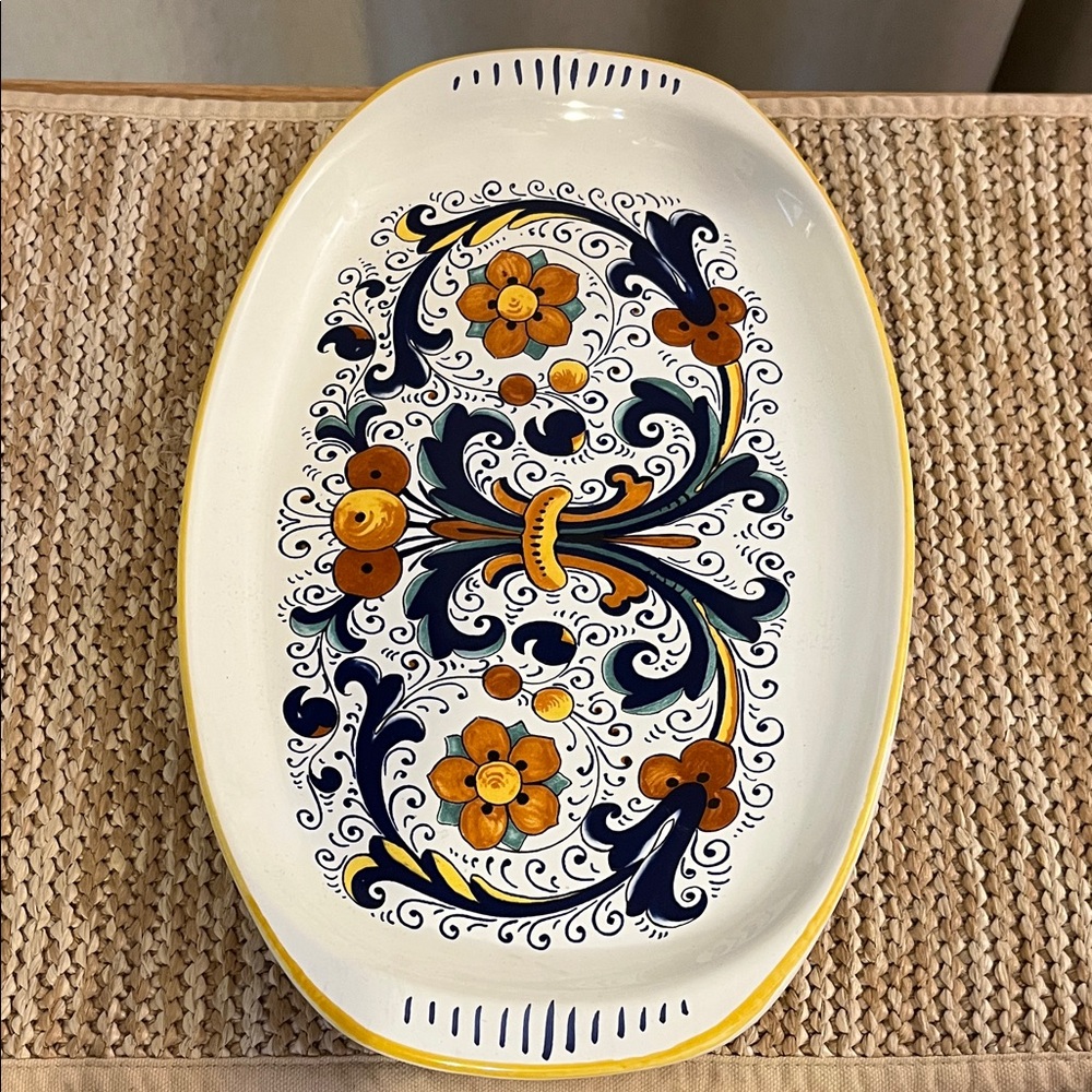 Nova Deruta Italian Mediterranean Rustic Ceramic Serving Platter  11.5”L 7.5”W
